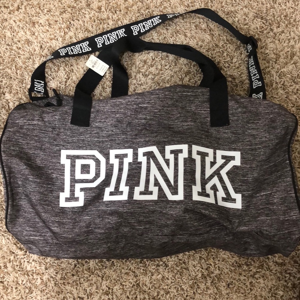 Pink duffel bag
